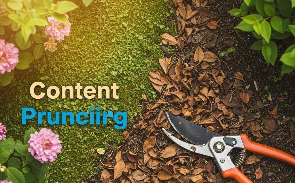 Create a featured image for a post about: Content Pruning Methodology: Improving SEO with Strategic Removal