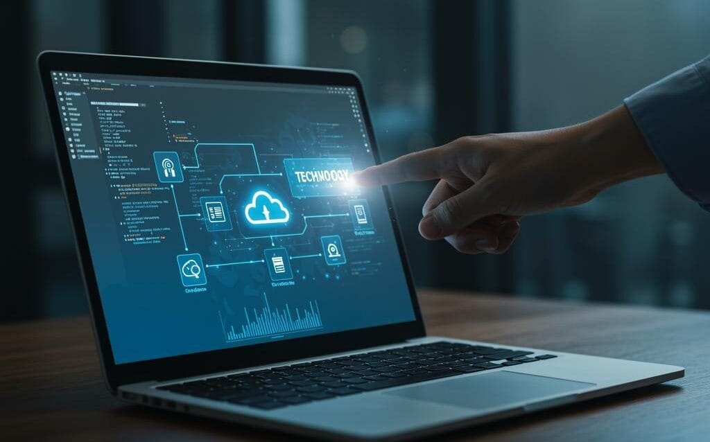 Create a featured image for a post about: Technology Due Diligence: Evaluating Tech Stacks During Acquisition